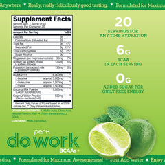 Close-up of nutrition facts showing 20 servings per container