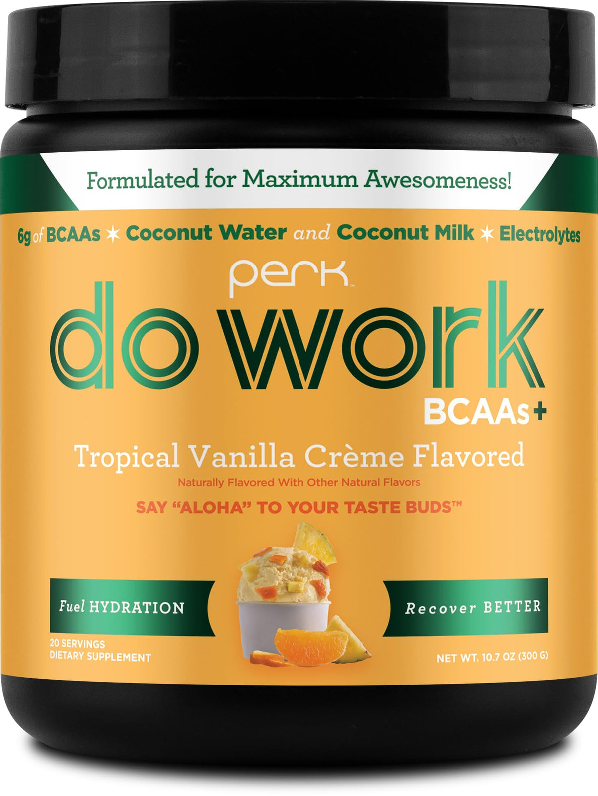 Perk Do Work BCAAs Tropical Vanilla Creme – hero image
