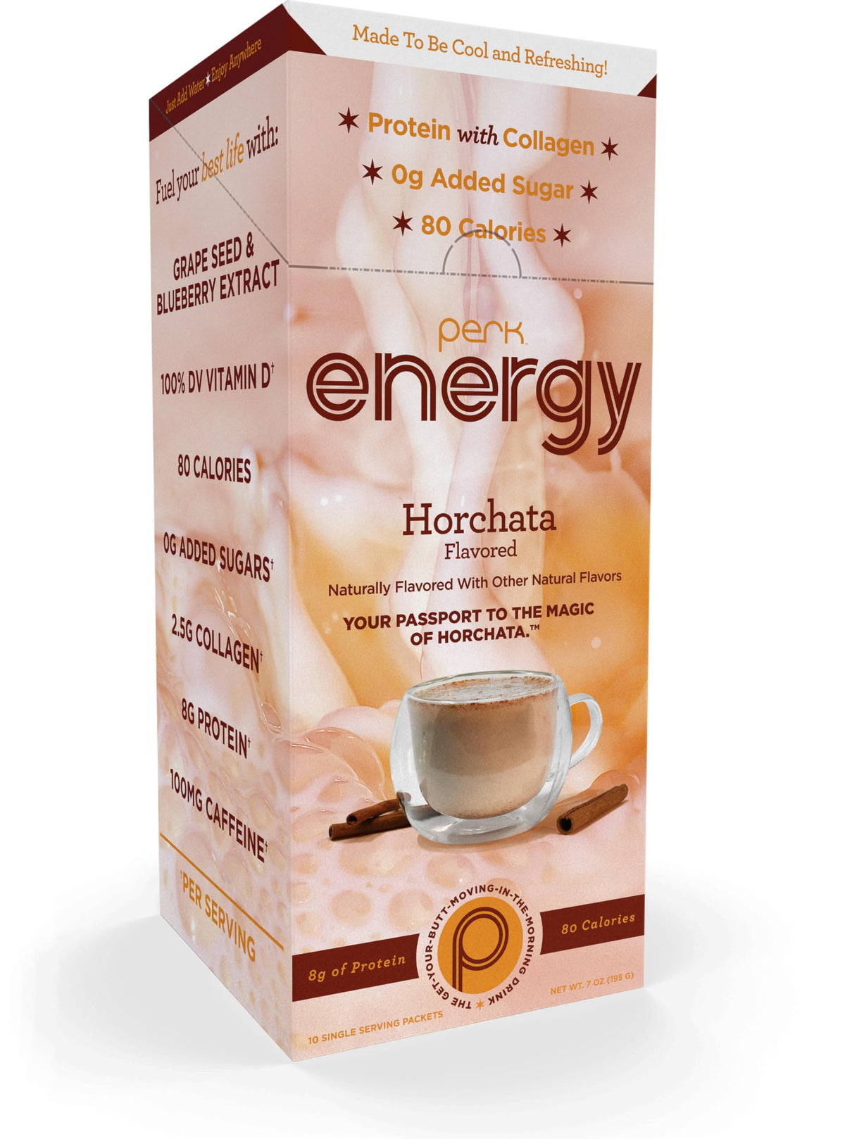 Perk Energy Horchata flavor drink powder box front