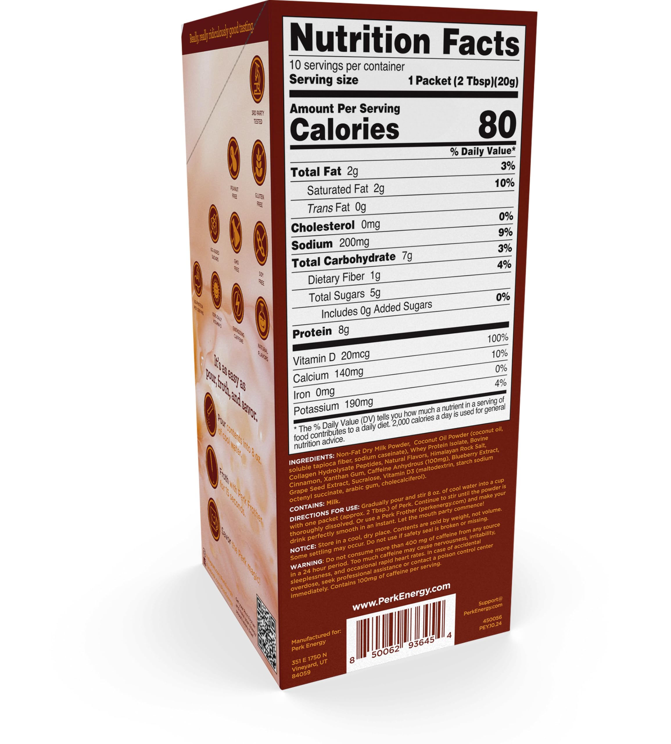 Gluten-free, soy-free, and peanut-free labeling on packaging