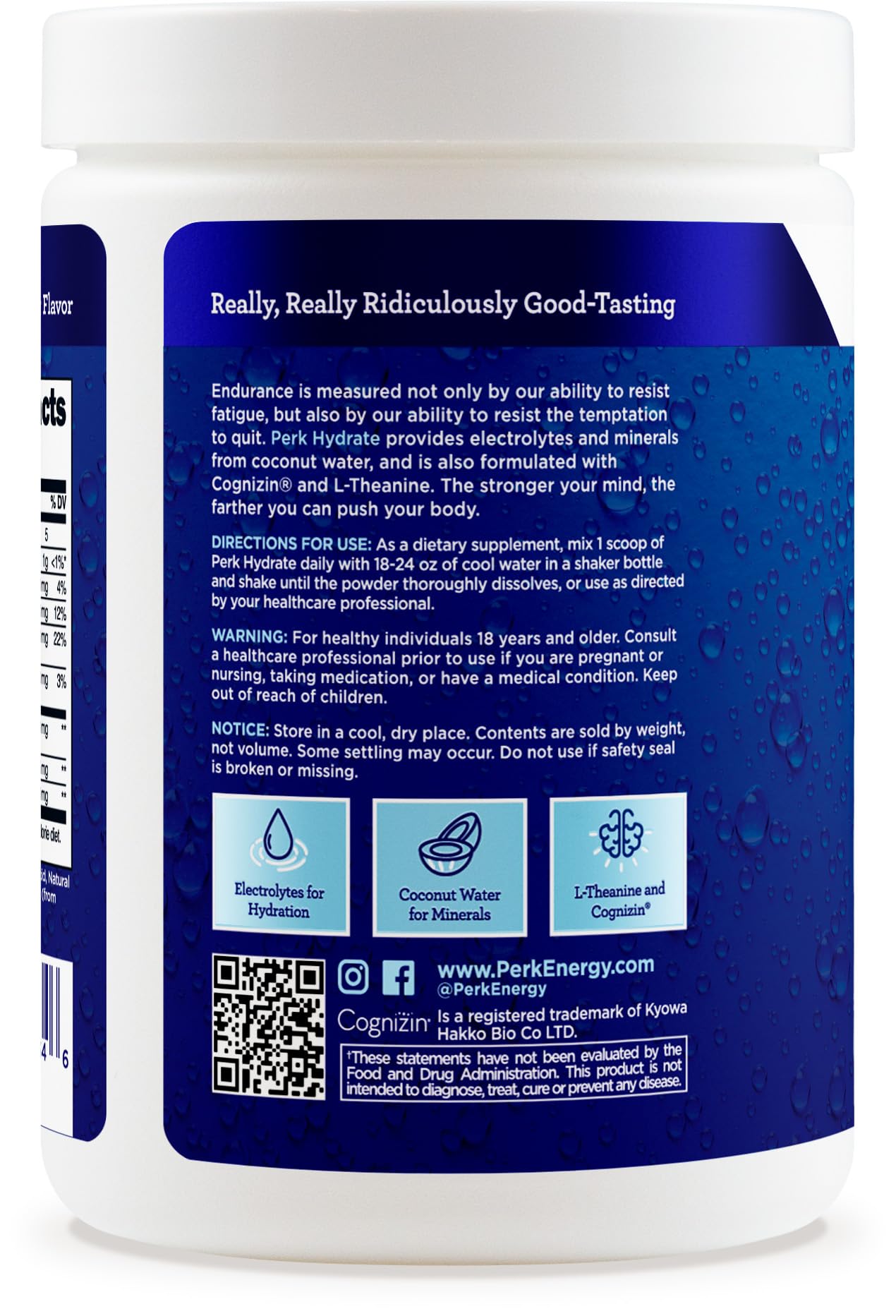 Blue raspberry electrolyte drink mix powder scoop