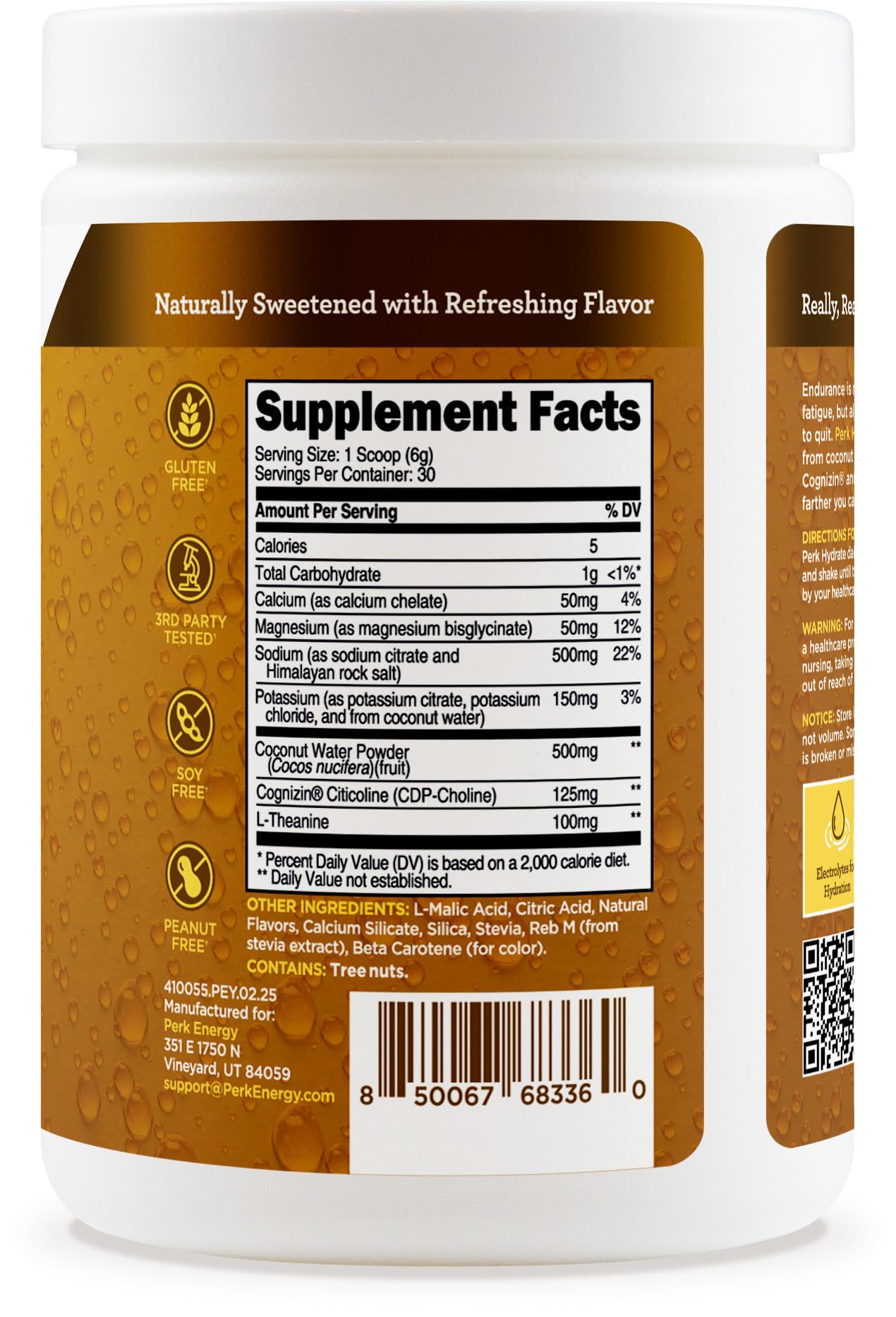 Gluten free, soy free, and peanut free icons on packaging