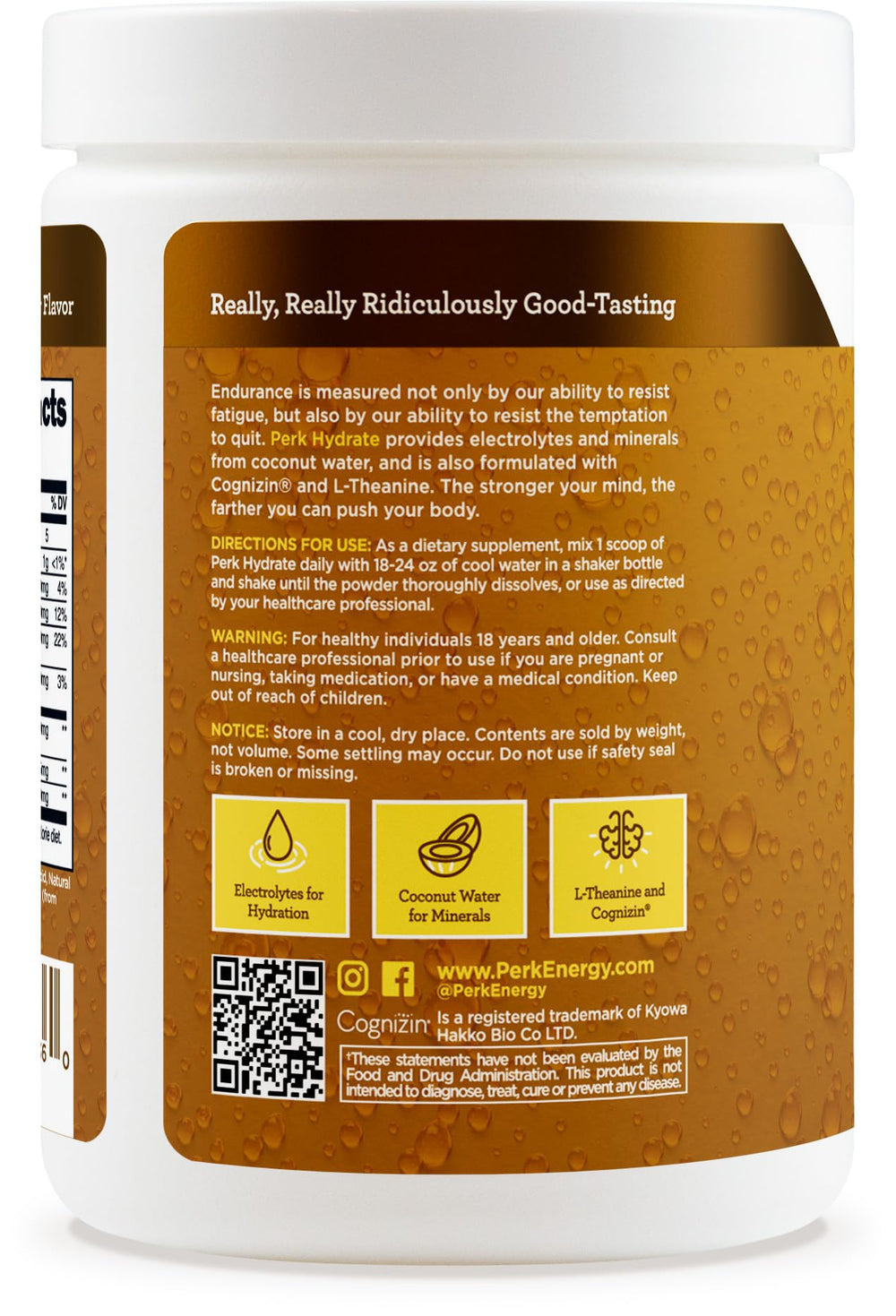 Pina colada flavored electrolyte drink served in glass with coconut water