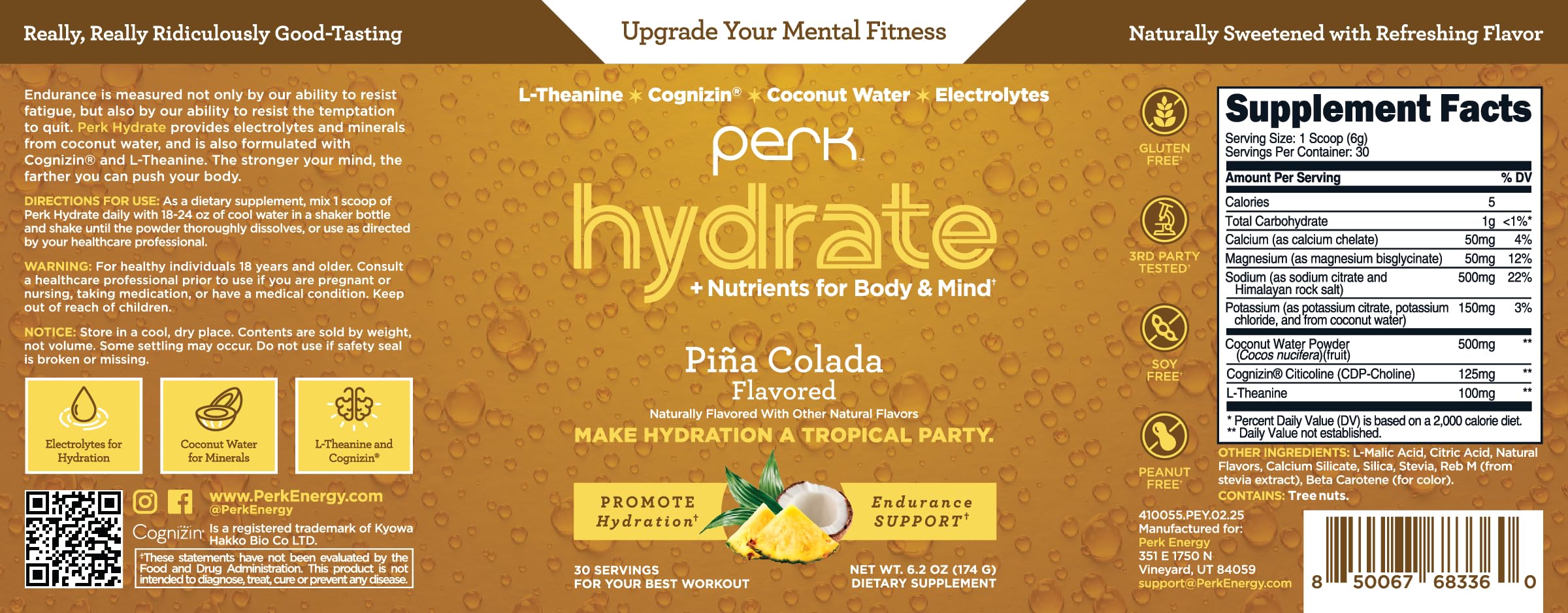 Packaging highlights Cognizin CDP-Choline and L-Theanine