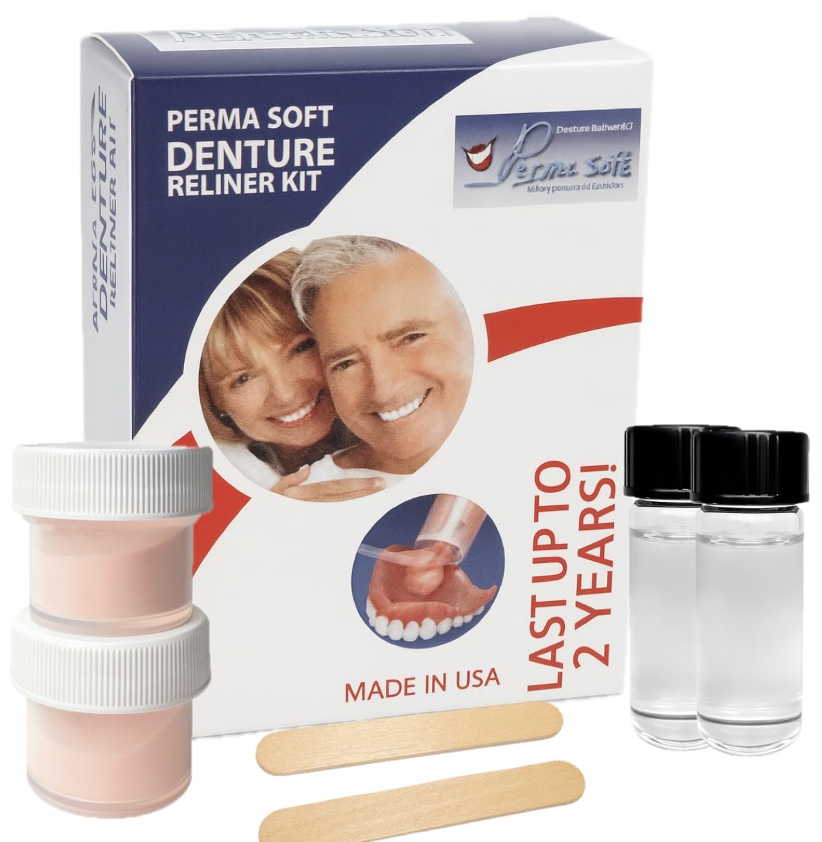 Perma Soft Denture Reliner Kit box with contents