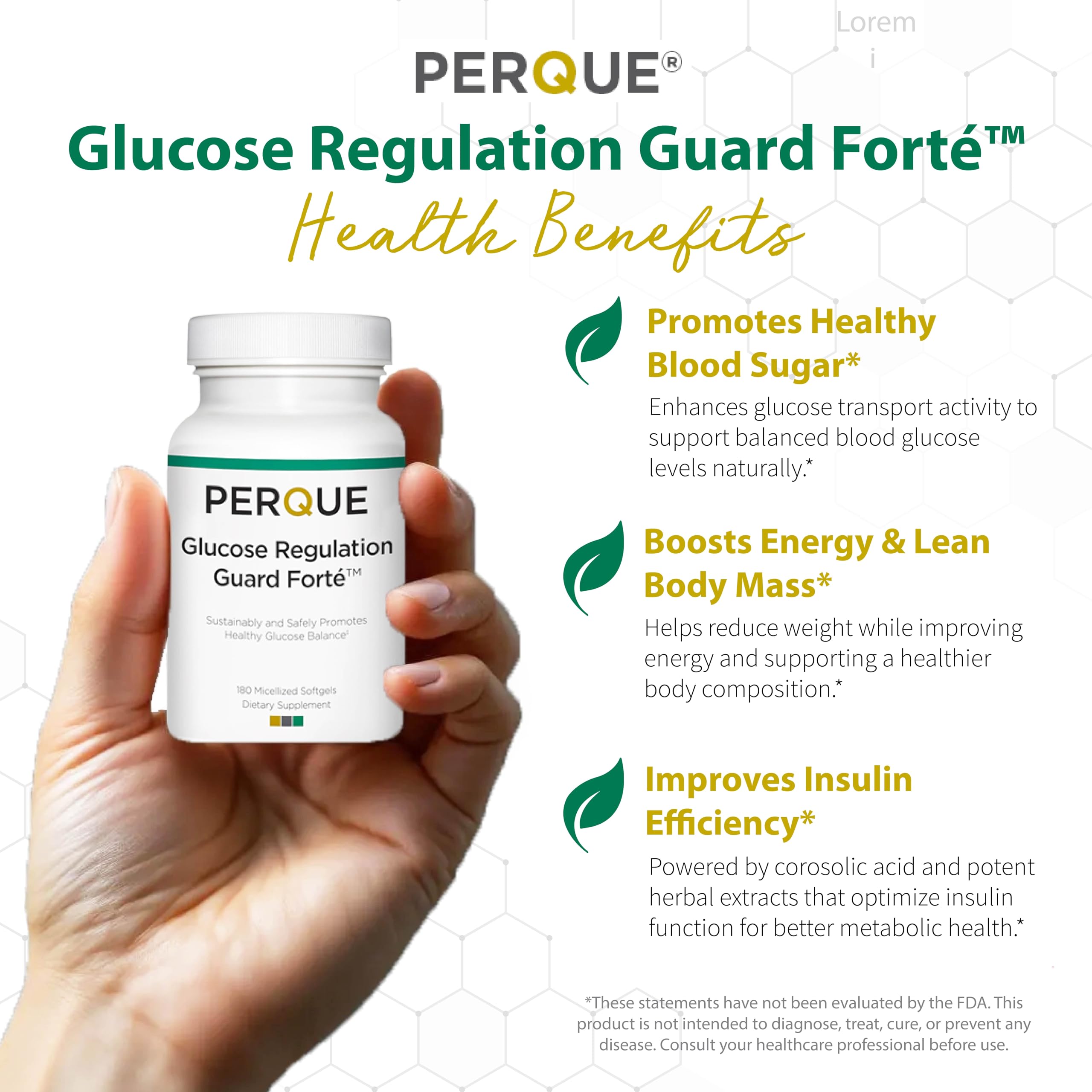 Front view of Perque Glucose Regulation Guard Forte 180-softgel bottle