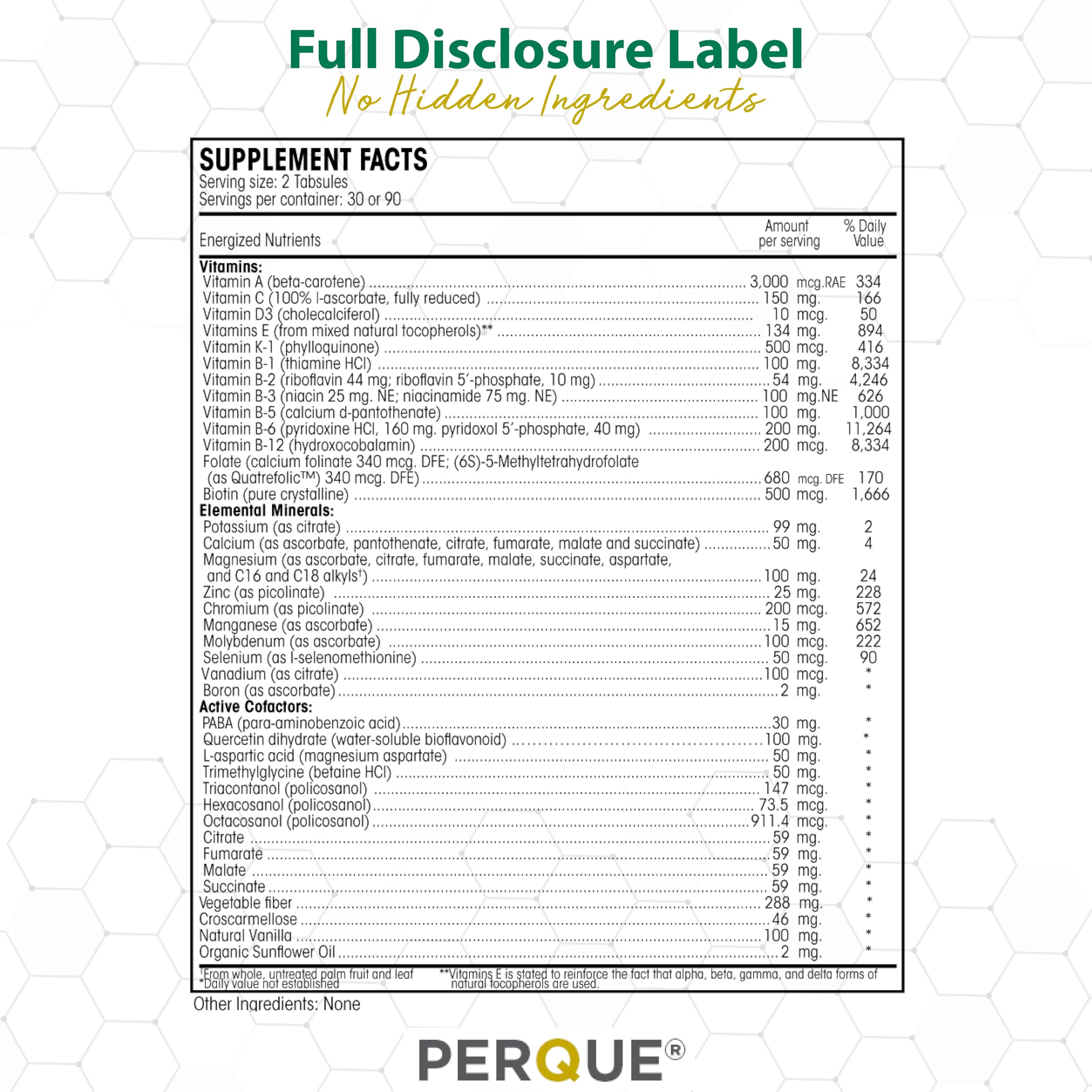 Label of PERQUE Life Guard Mini 180 Tabs