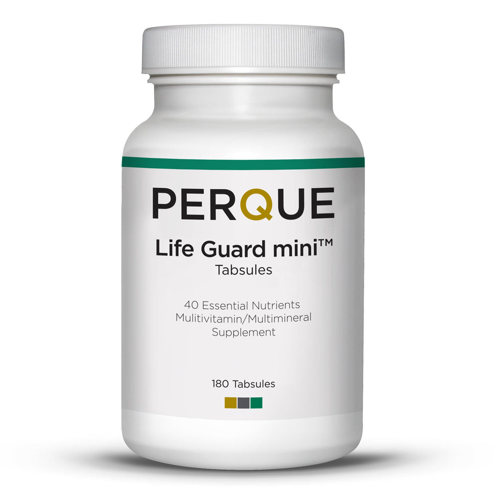 PERQUE Life Guard Mini 180 Tabs bottle label close-up