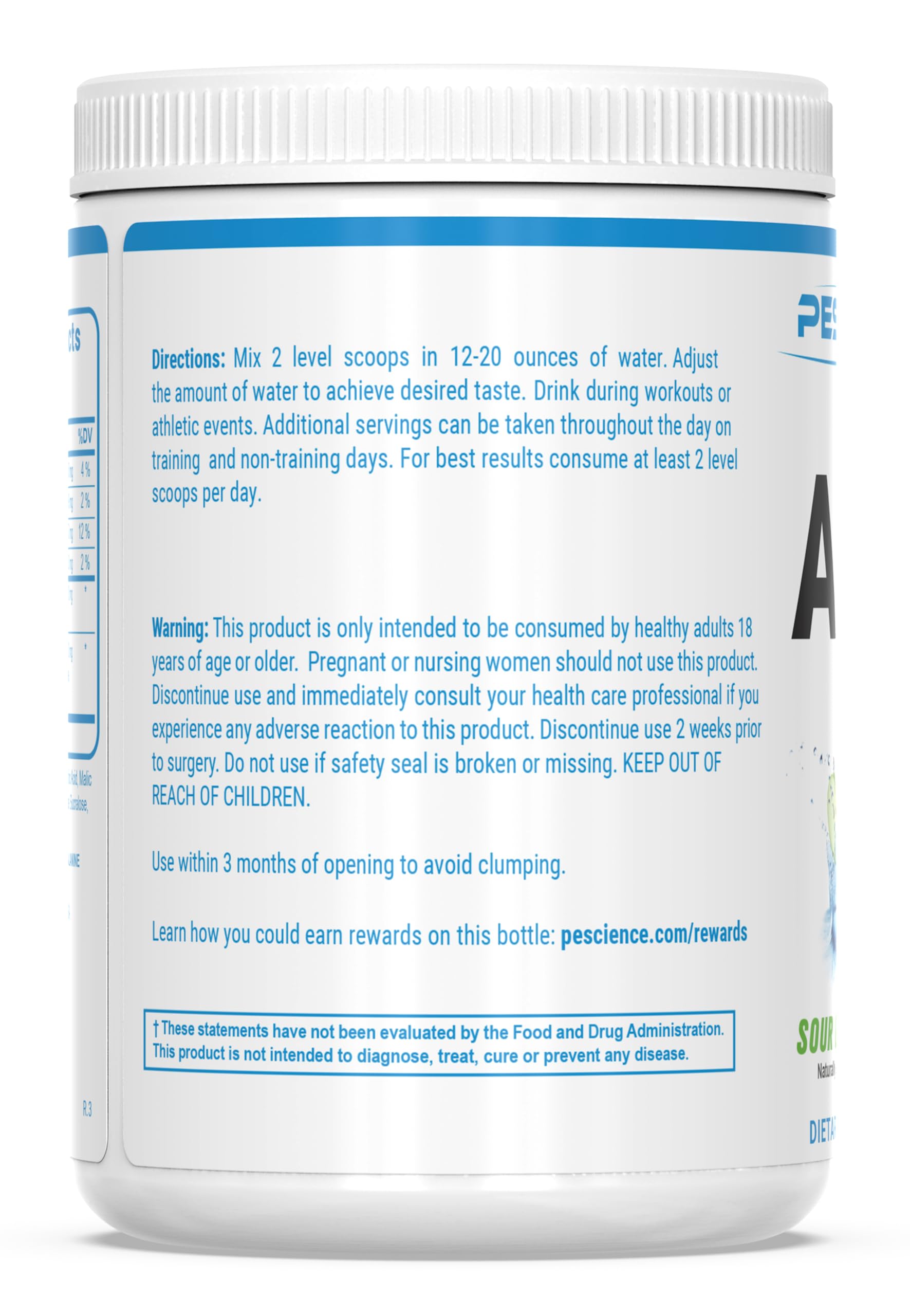 Ingredients and allergen information for Amino IV powder