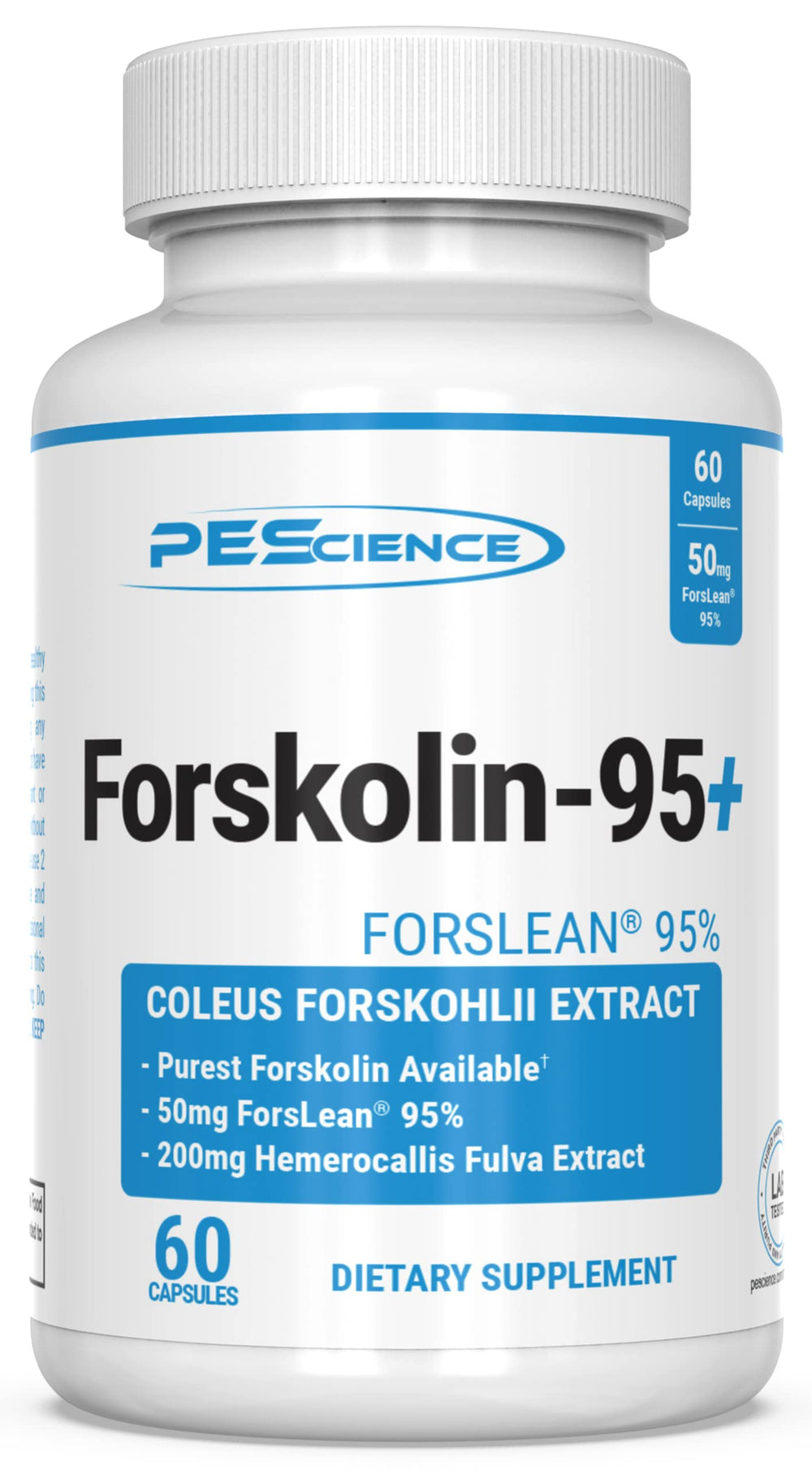 PEScience Forskolin Capsules 50mg per serving in a 60-count bottle
