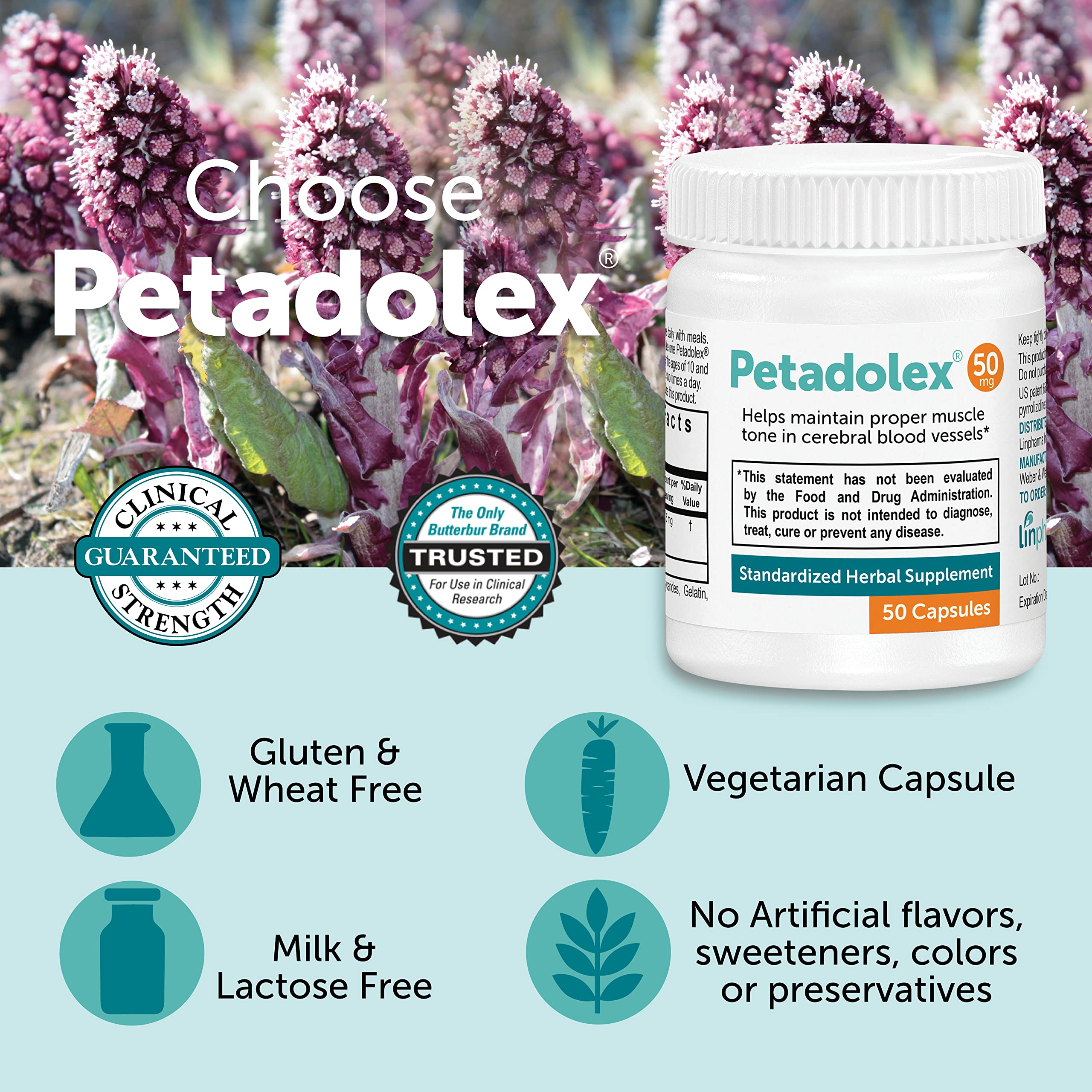 Petadolex 50mg butterbur root extract packaging