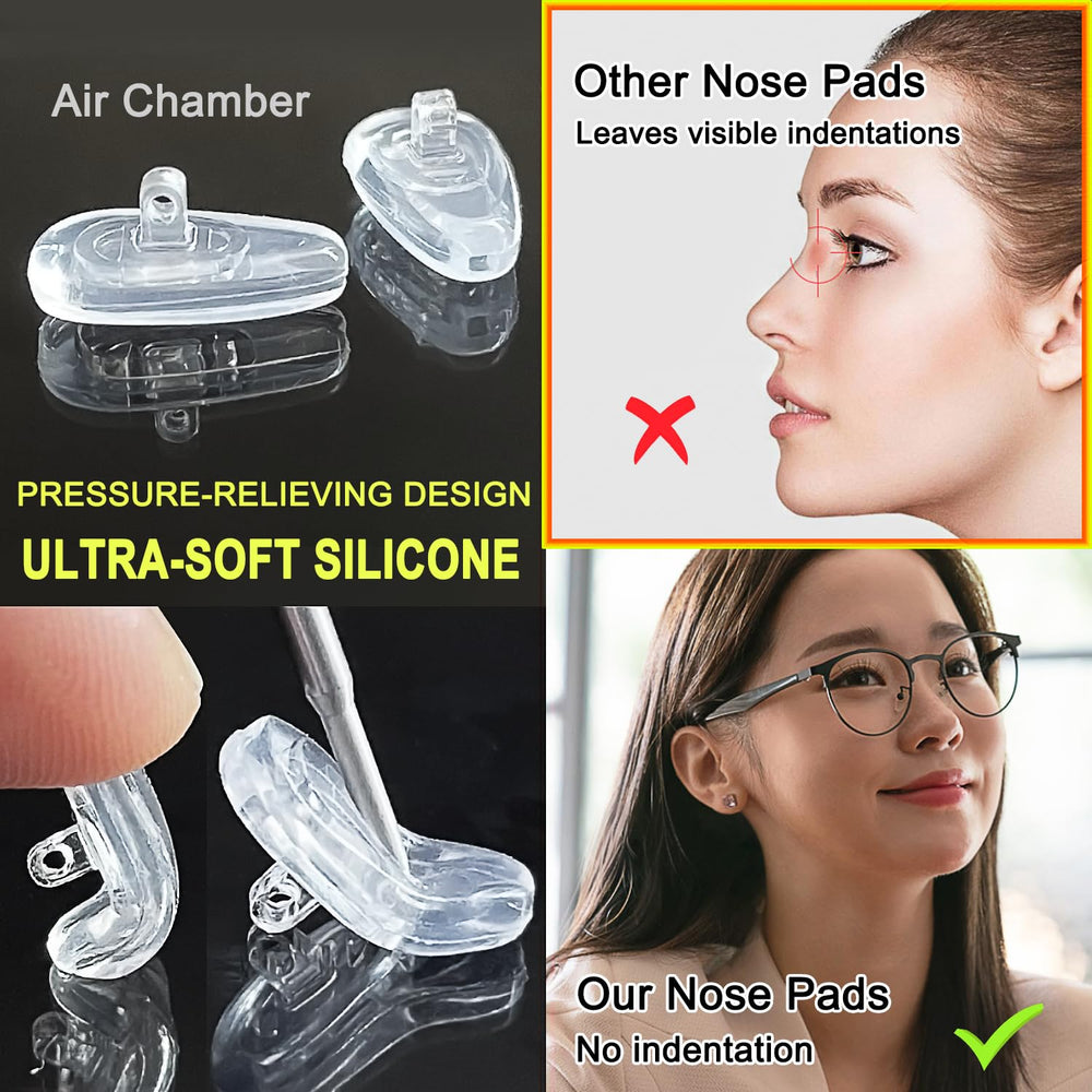 Close-up of soft silicone air-chamber nose pads
