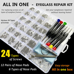 Assorted eyeglass screws for hinges, frames, and nose pads