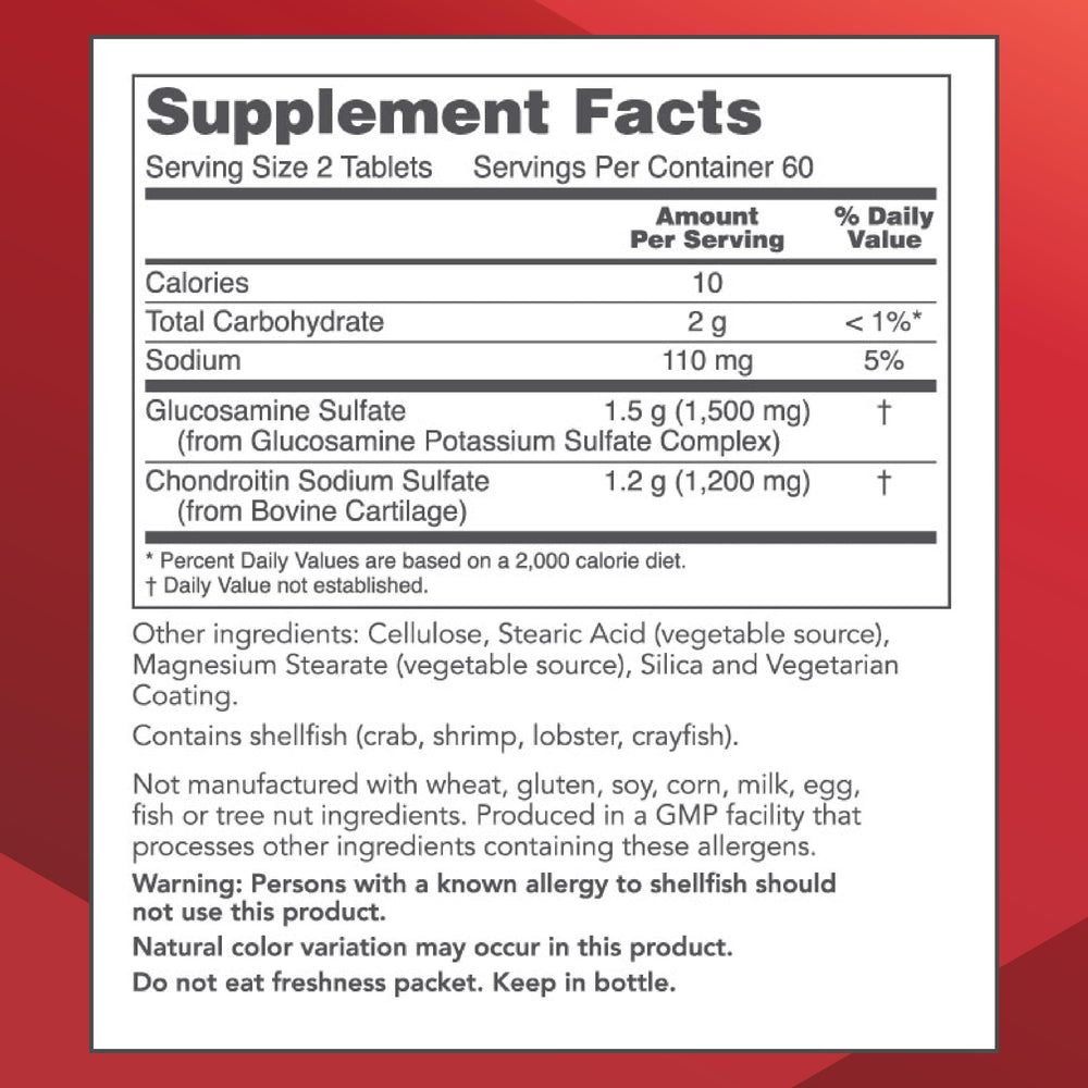 Glucosamine and chondroitin capsules for joint support