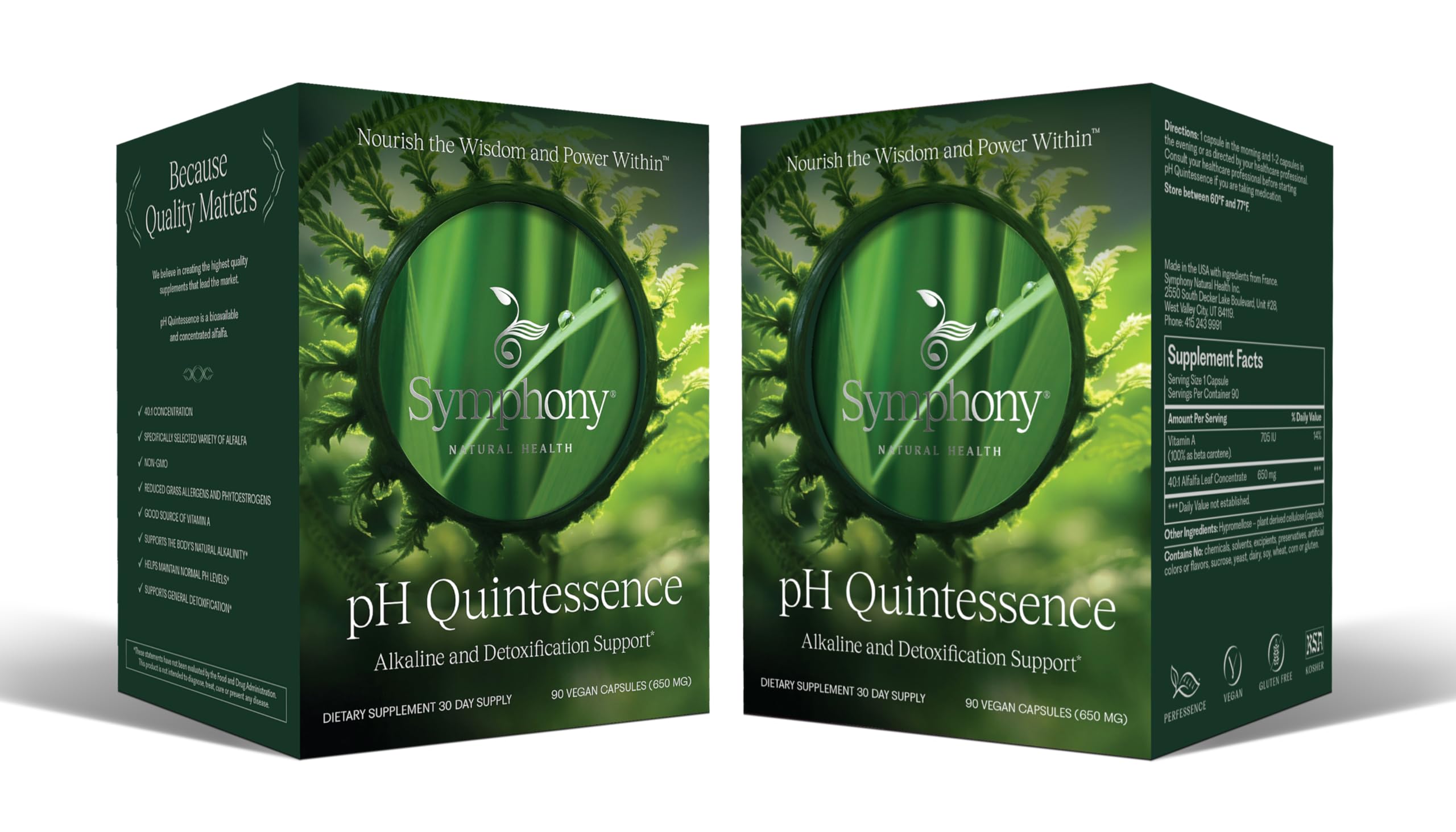 Hero image for Symphony pH Quintessence 40:1 Alfalfa Concentrate 180 vegan capsules (2-pack)