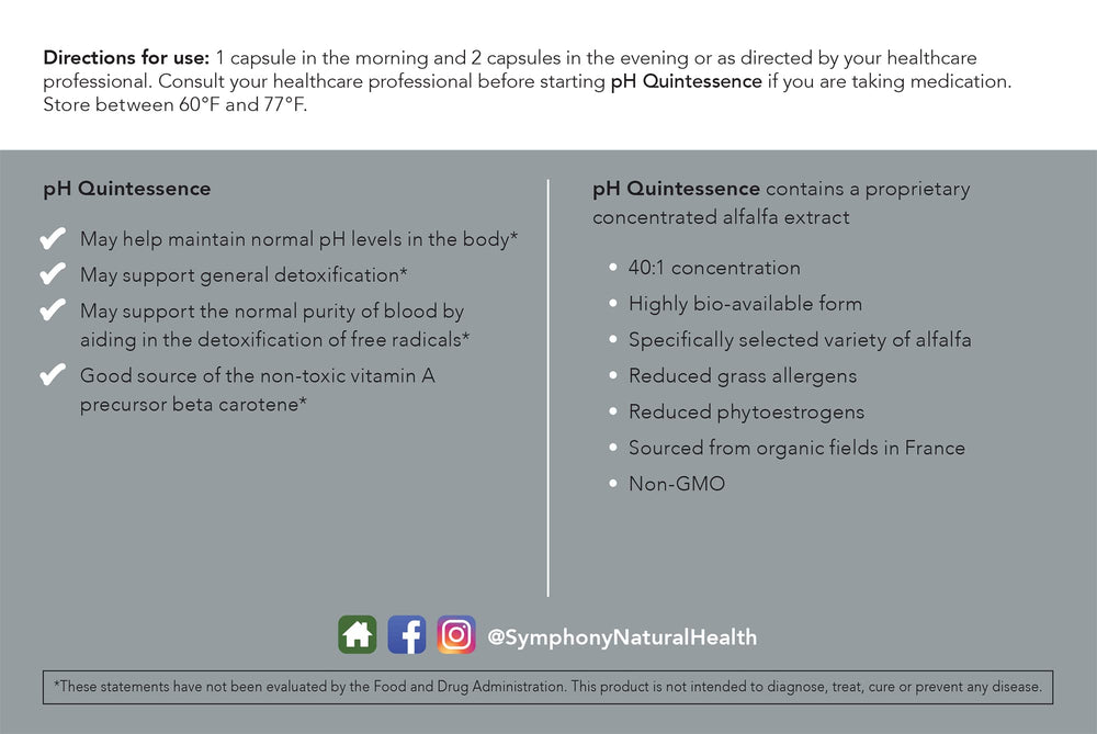 Organic alfalfa from France for pH Quintessence