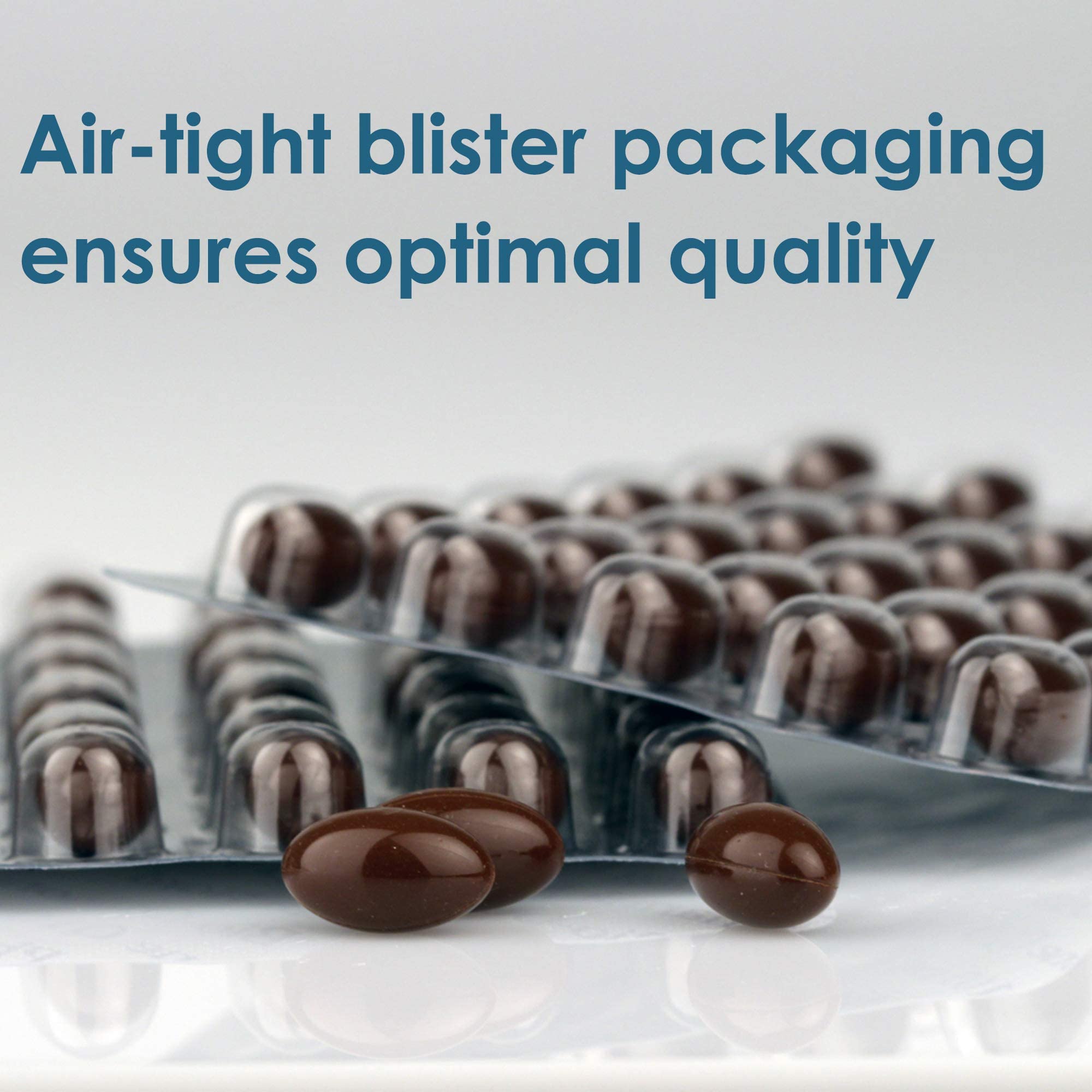 CoQ10 product packaging with benefits icons