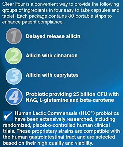 Diagram showing healthy gut flora supported by Pharmax Clear Four
