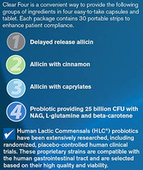 Diagram showing healthy gut flora supported by Pharmax Clear Four