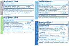 Ingredients include 25B CFU human-sourced probiotics, L-glutamine, allicin, cinnamon, N-acetyl glucosamine and beta carotene