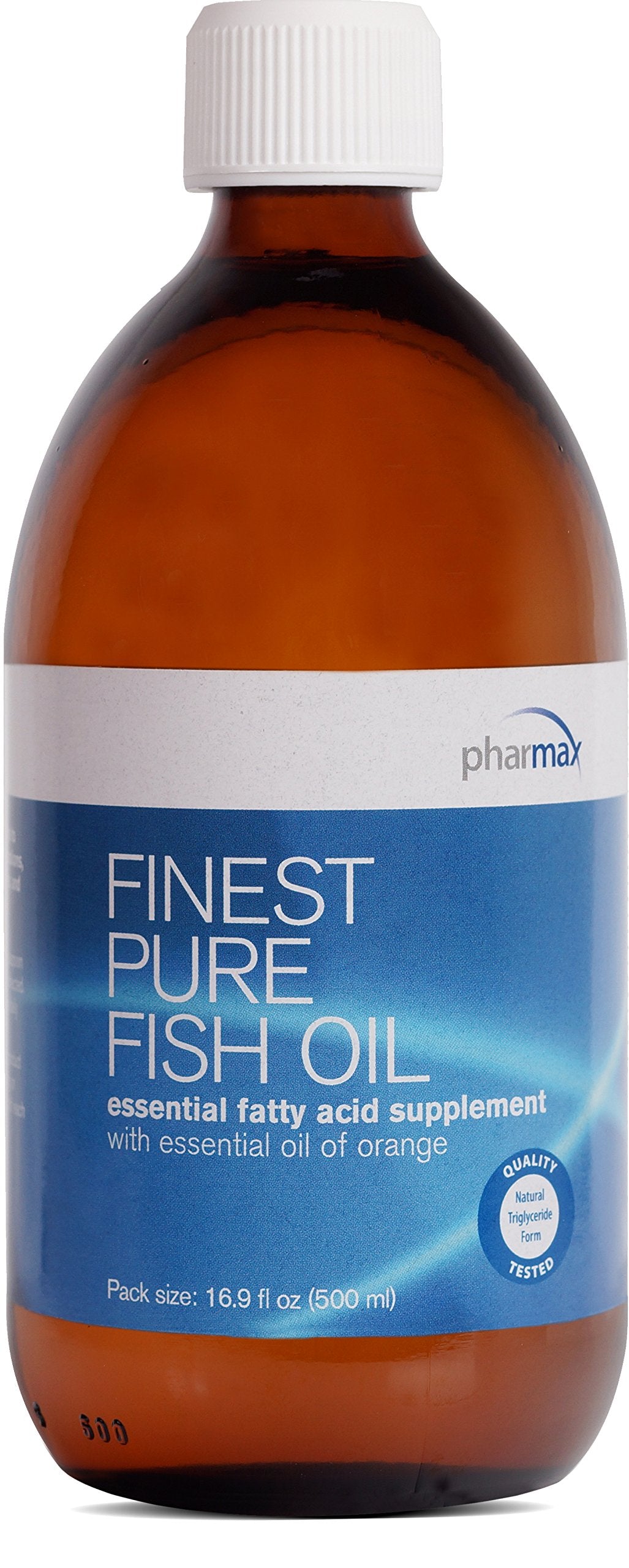Pharmax Finest Pure Fish Oil bottle with orange essential oil label