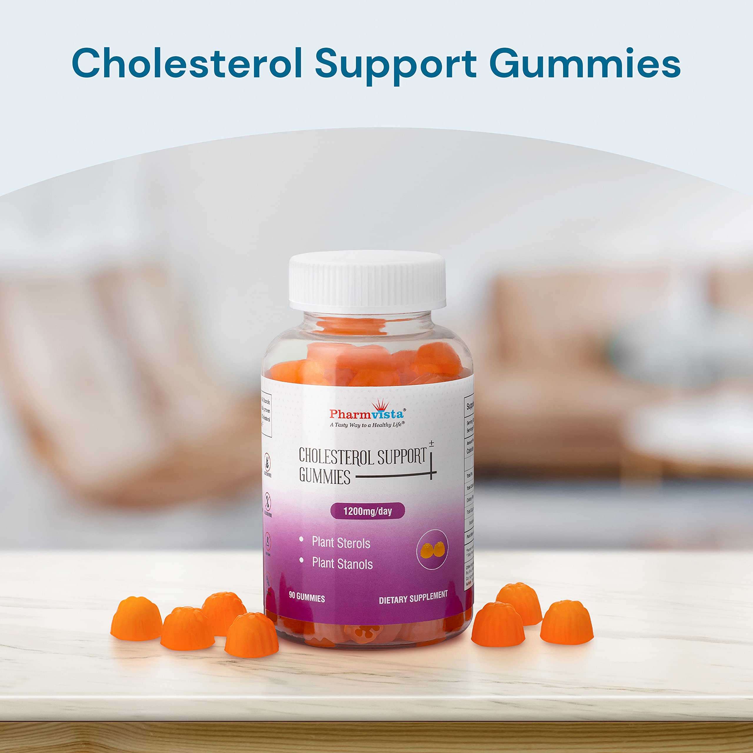 Gluten-free, allergen-free, gelatin-free plant sterol gummies
