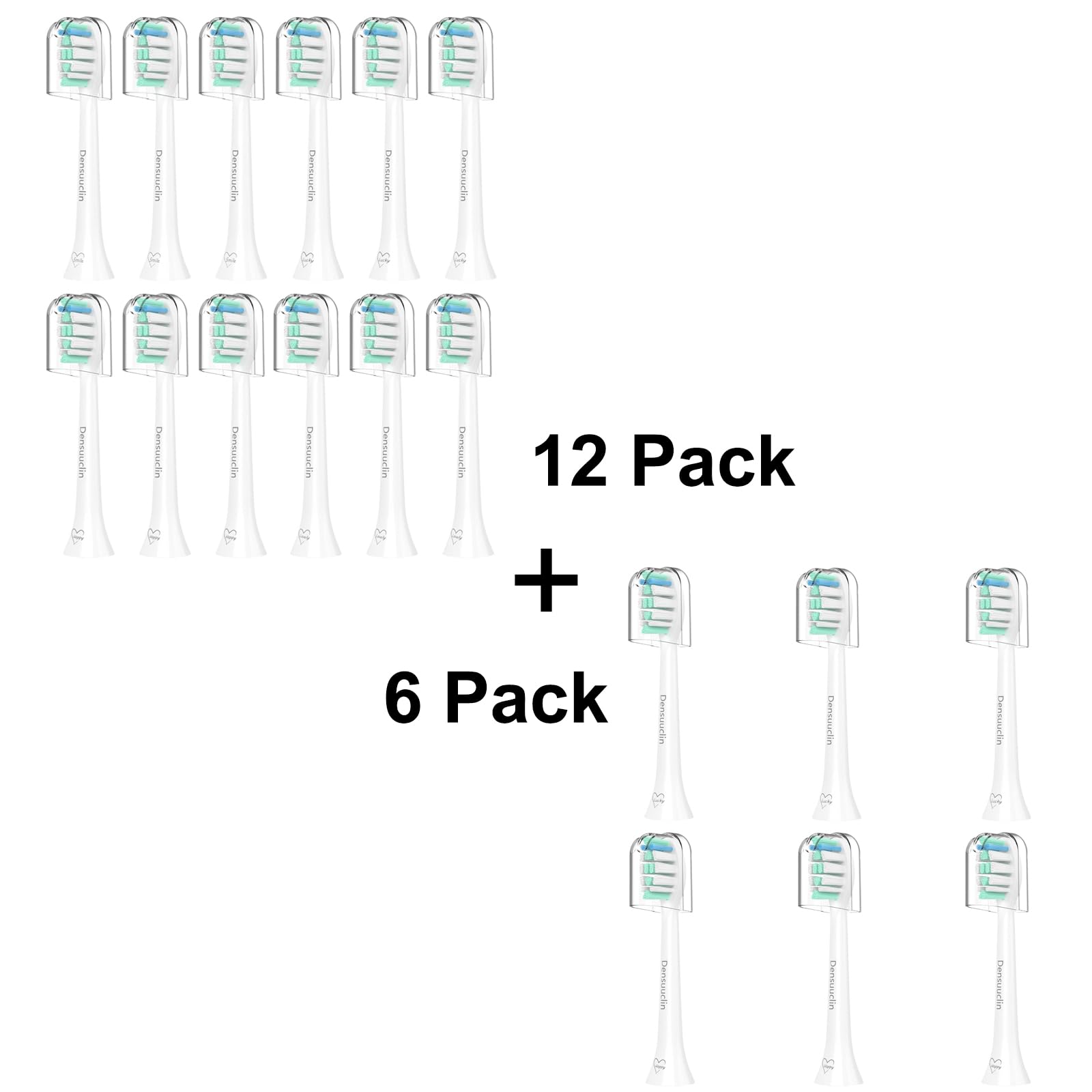 Densuuclin 18-pack replacement heads compatible with Philips Sonicare models C1, C2, C3 and more