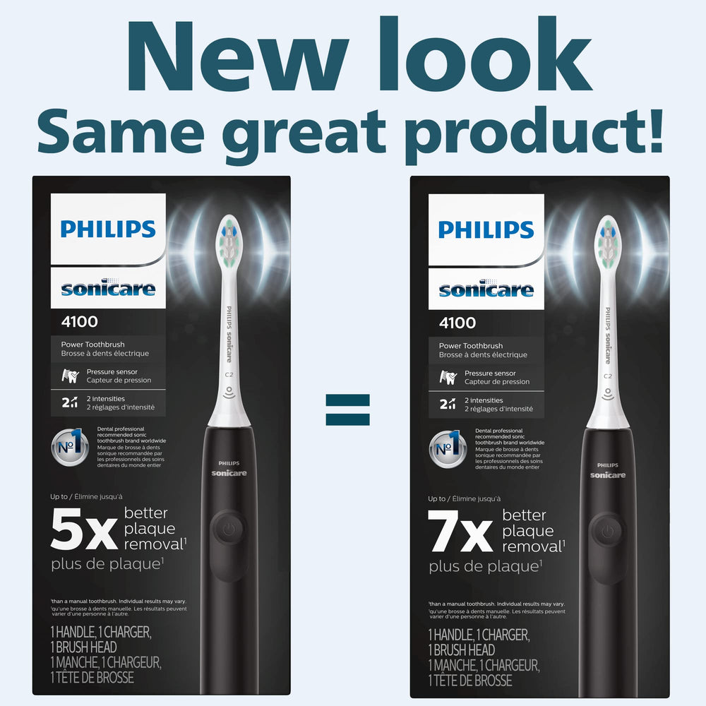 Side-angle view of black Philips Sonicare 4100 handle