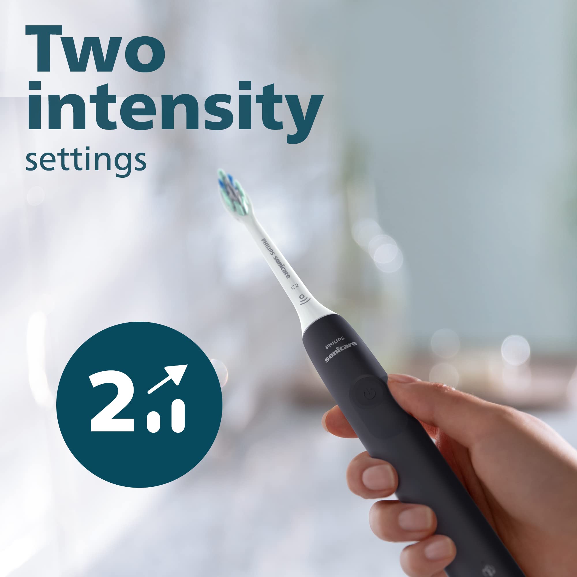 Two intensity settings on the handle