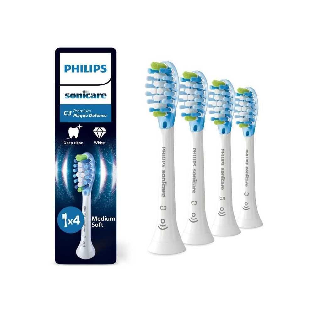 Philips Sonicare C3 Premium Plaque Defence brush heads in a white 4-pack