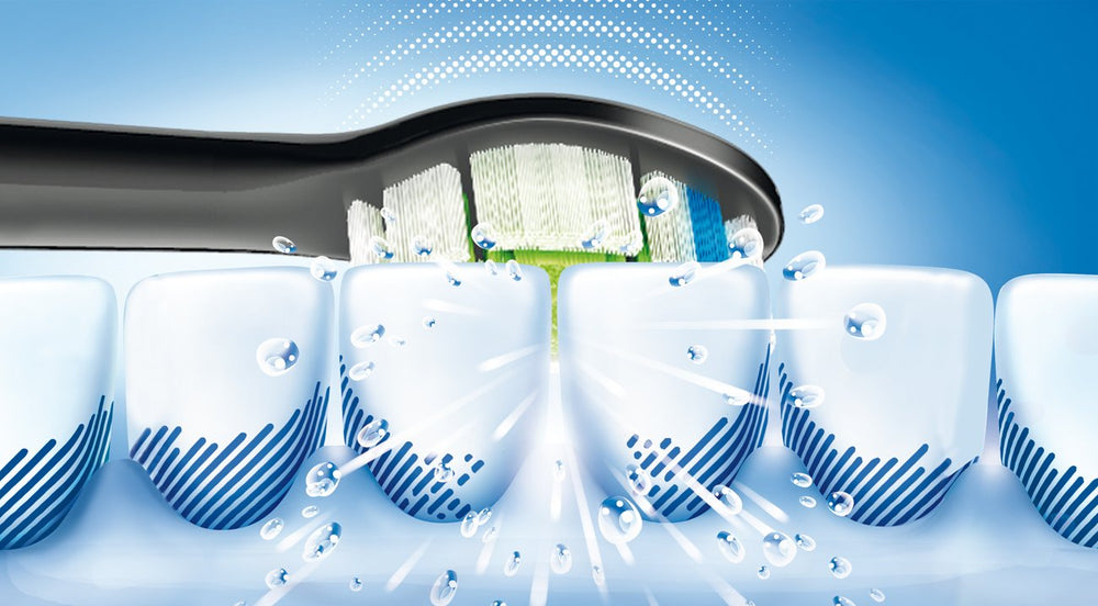 Feature: whitening in 1 week with up to 7x more plaque removal vs manual