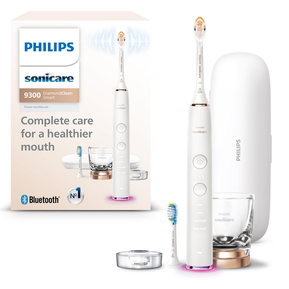 Front view of Philips Sonicare DiamondClean Smart 9300 in rose gold