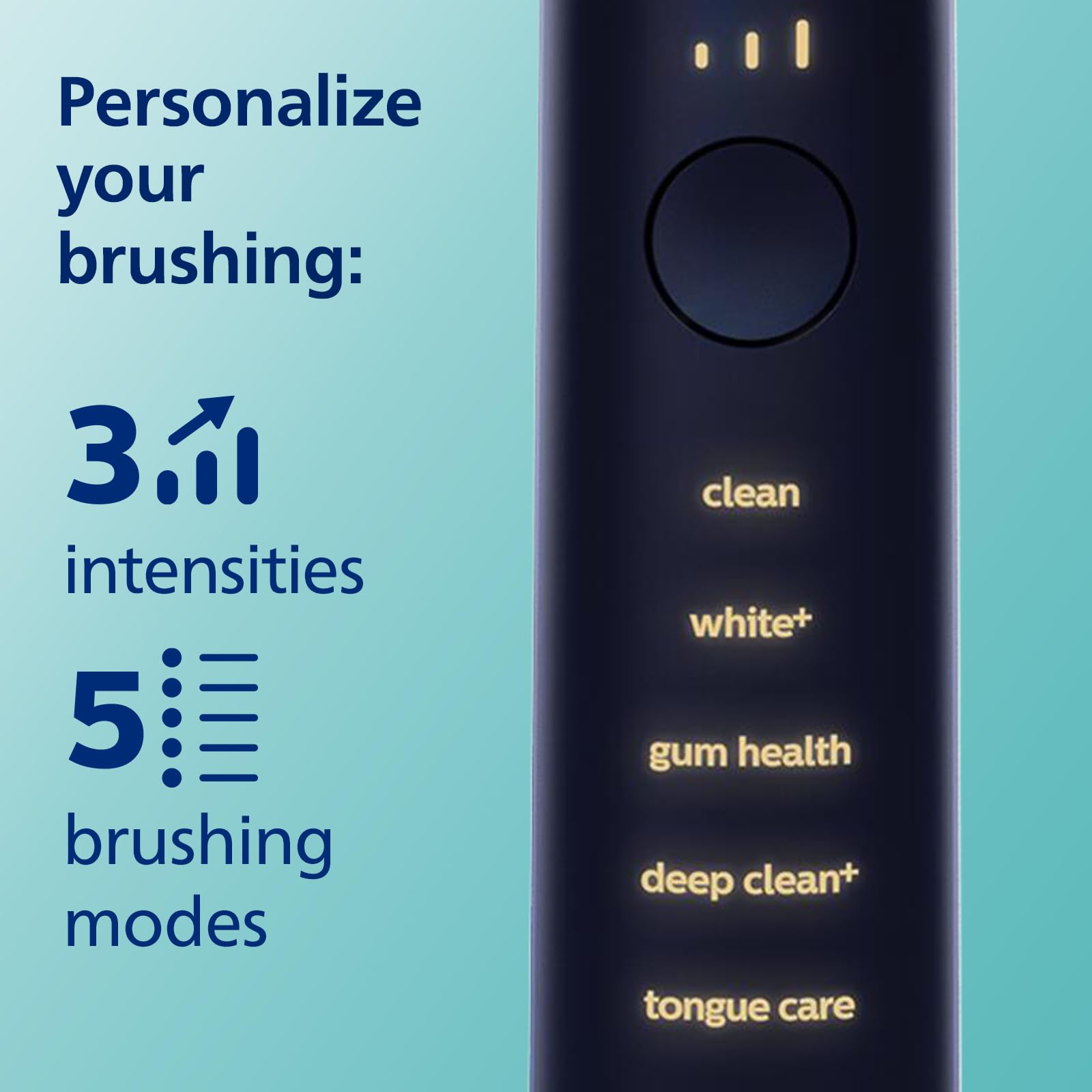 Smartphone displaying Philips Sonicare app with brushing guidance