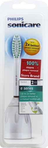 Close-up of Philips Sonicare E-Series replacement heads white 2-pack