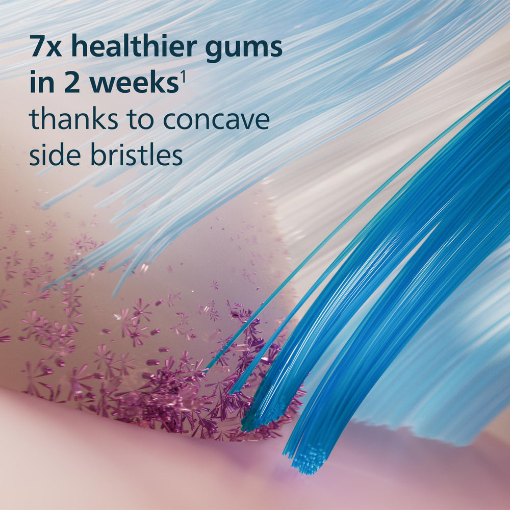 Bristle detail showing concave design on Philips Sonicare G3 head