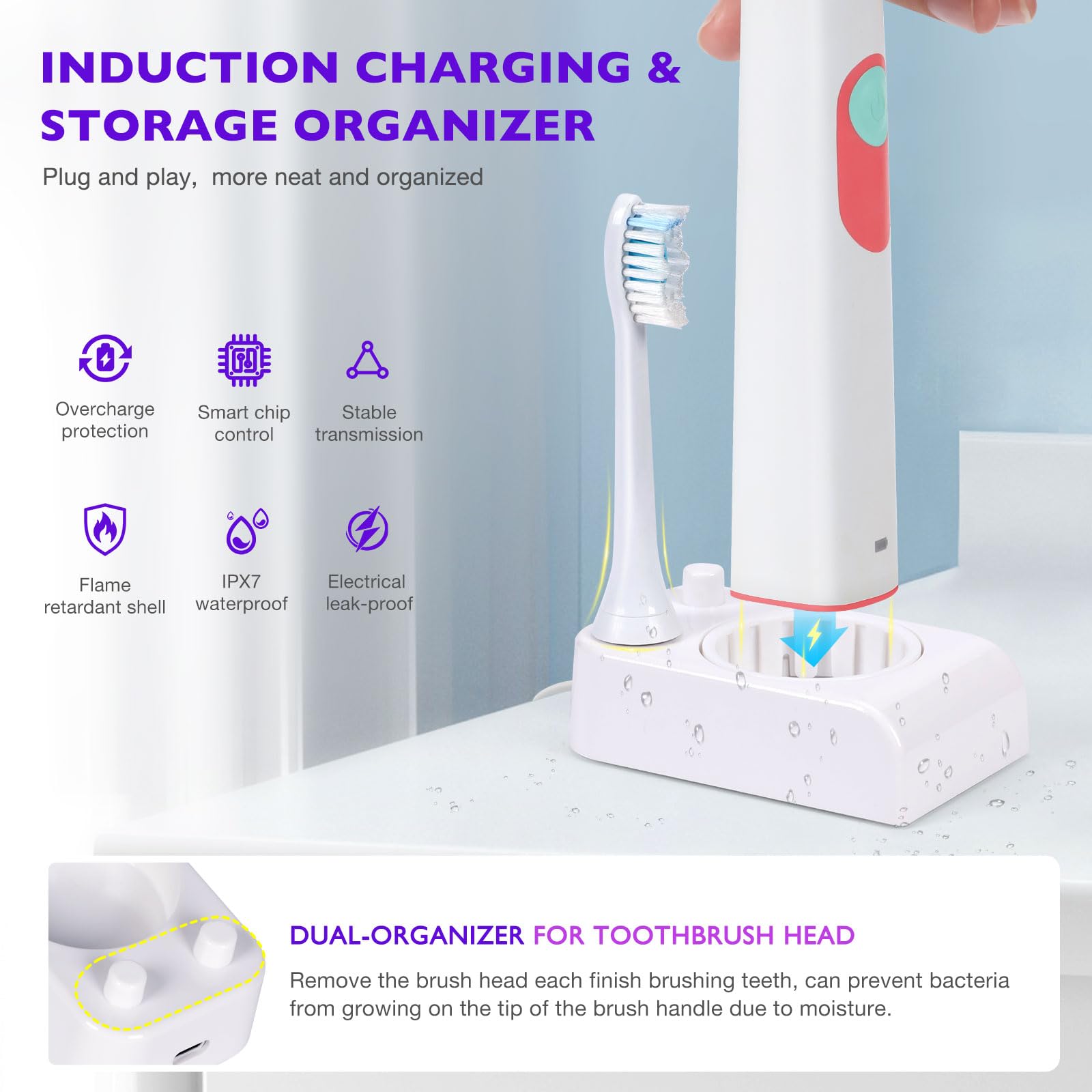 HX69-series charger base with IPX7 waterproof design and anti-slip feet