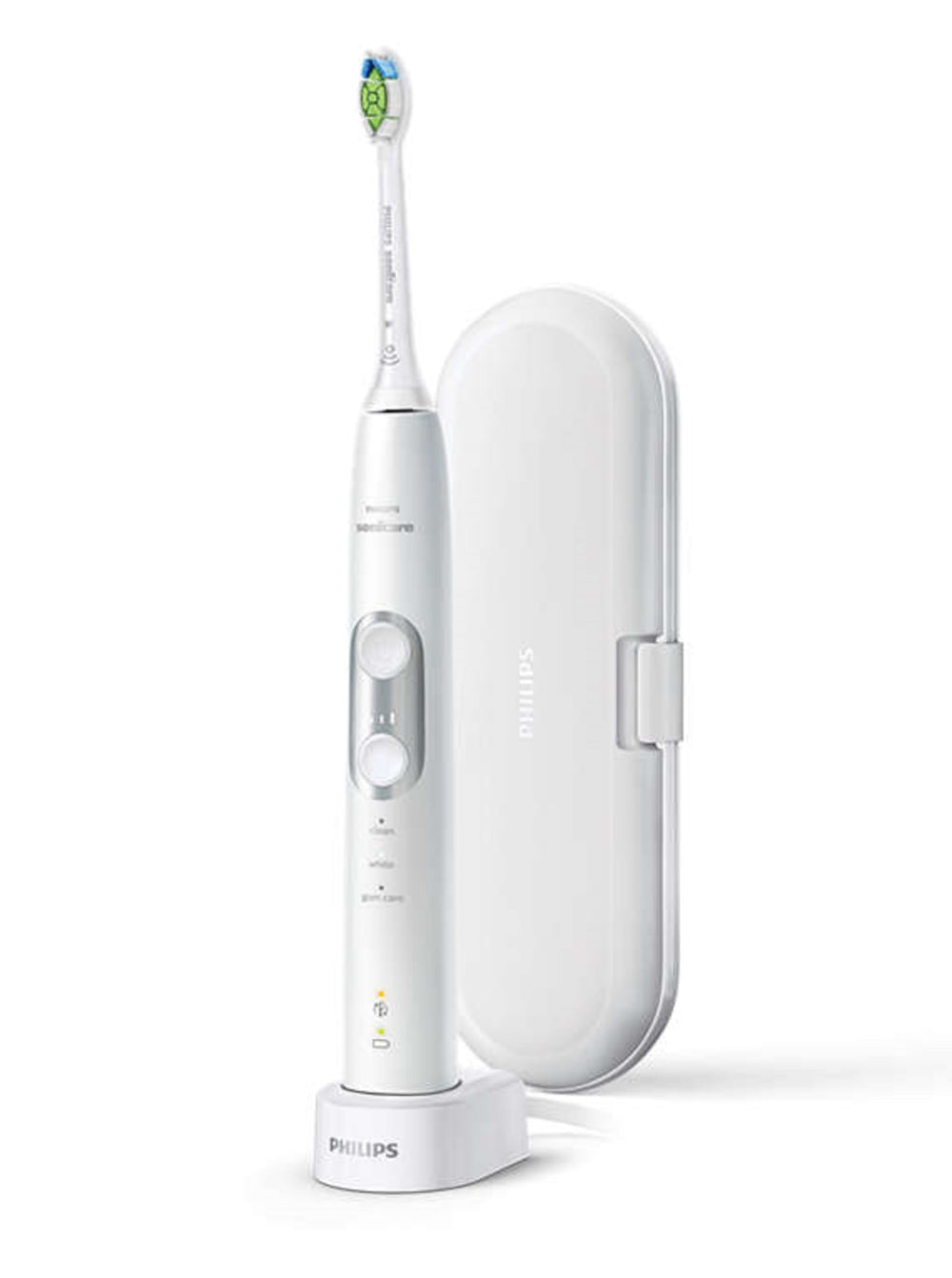 Side profile of the Philips Sonicare HX8911/02 toothbrush in white