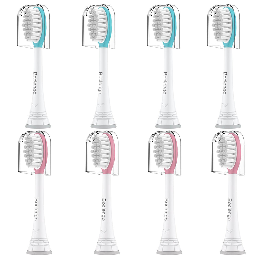 Hero image showing an 8-pack of Philips Sonicare kids replacement heads in blue and pink.