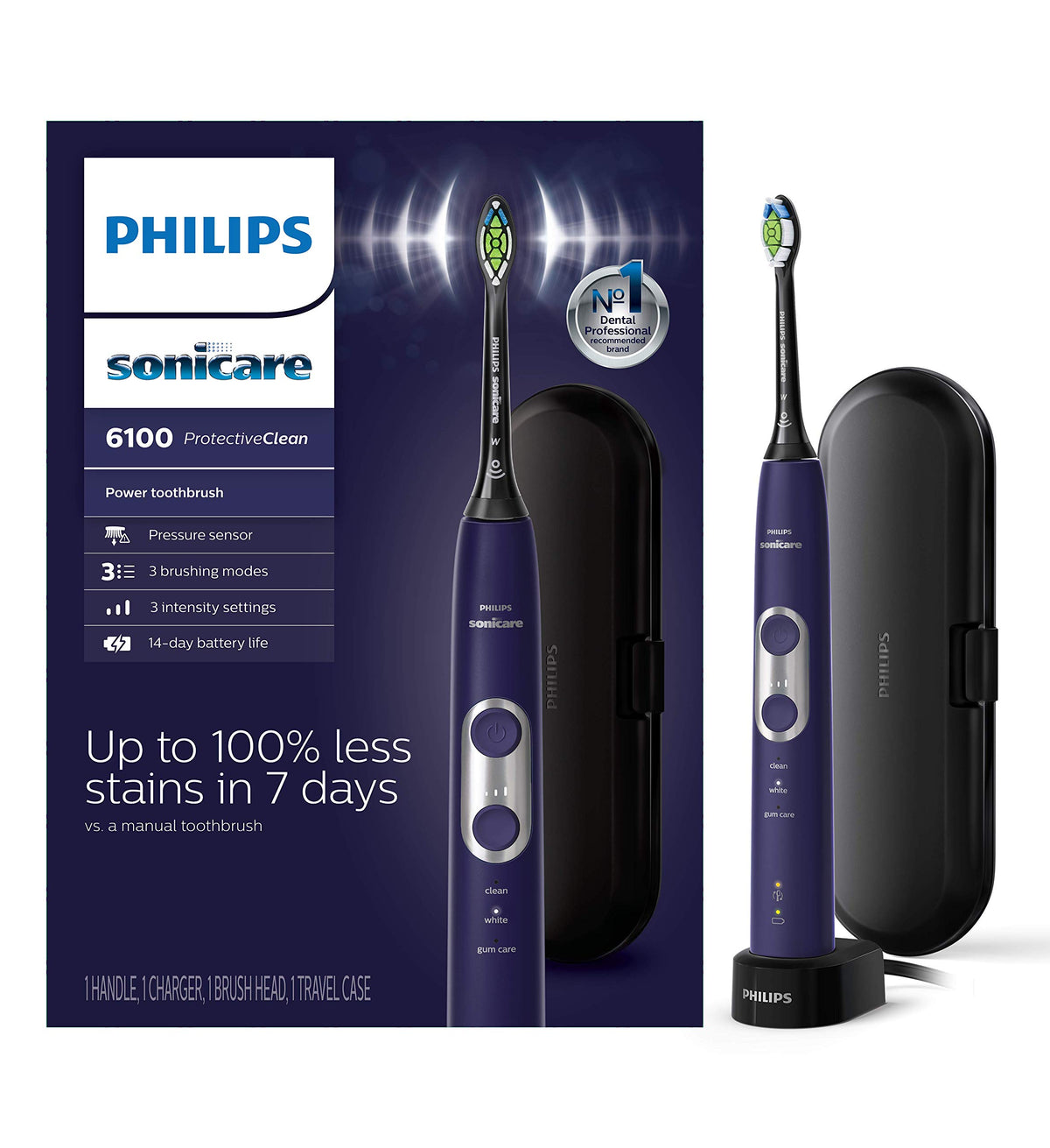 Main product shot of Philips Sonicare ProtectiveClean 6100 in Deep Purple HX6471/03
