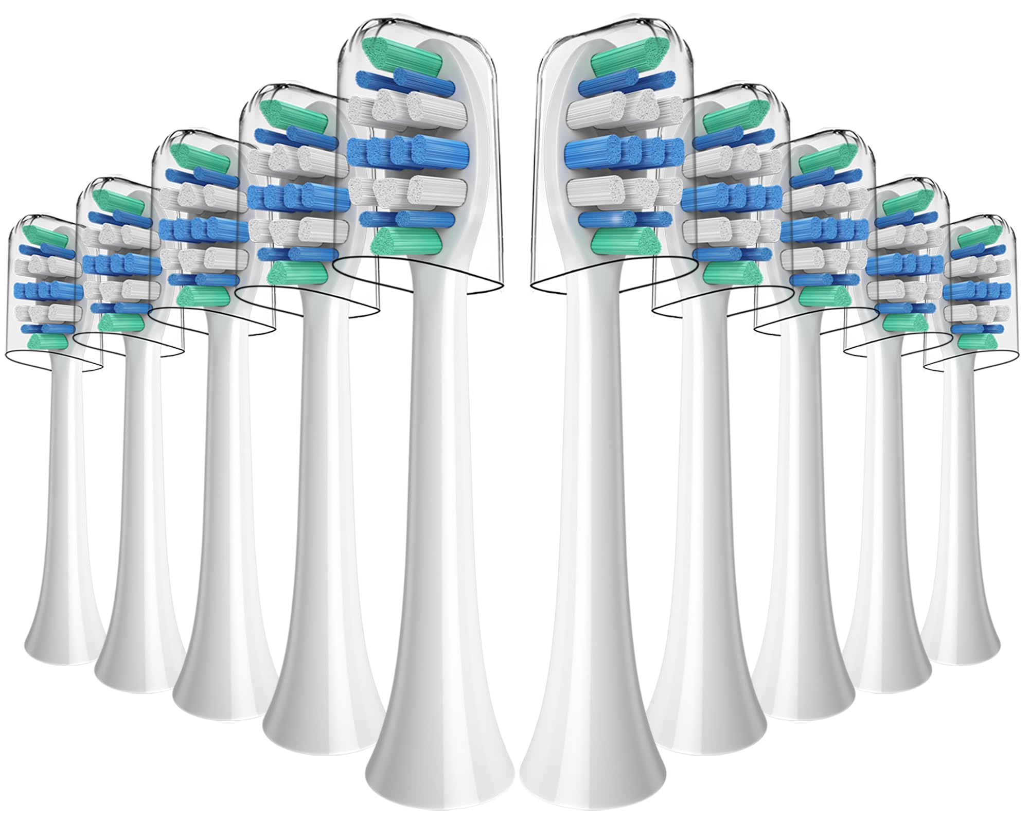 Replacement Philips Sonicare replacement heads 10-pack, white with blue indicator bristles