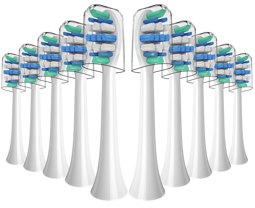 Replacement Philips Sonicare replacement heads 10-pack, white with blue indicator bristles
