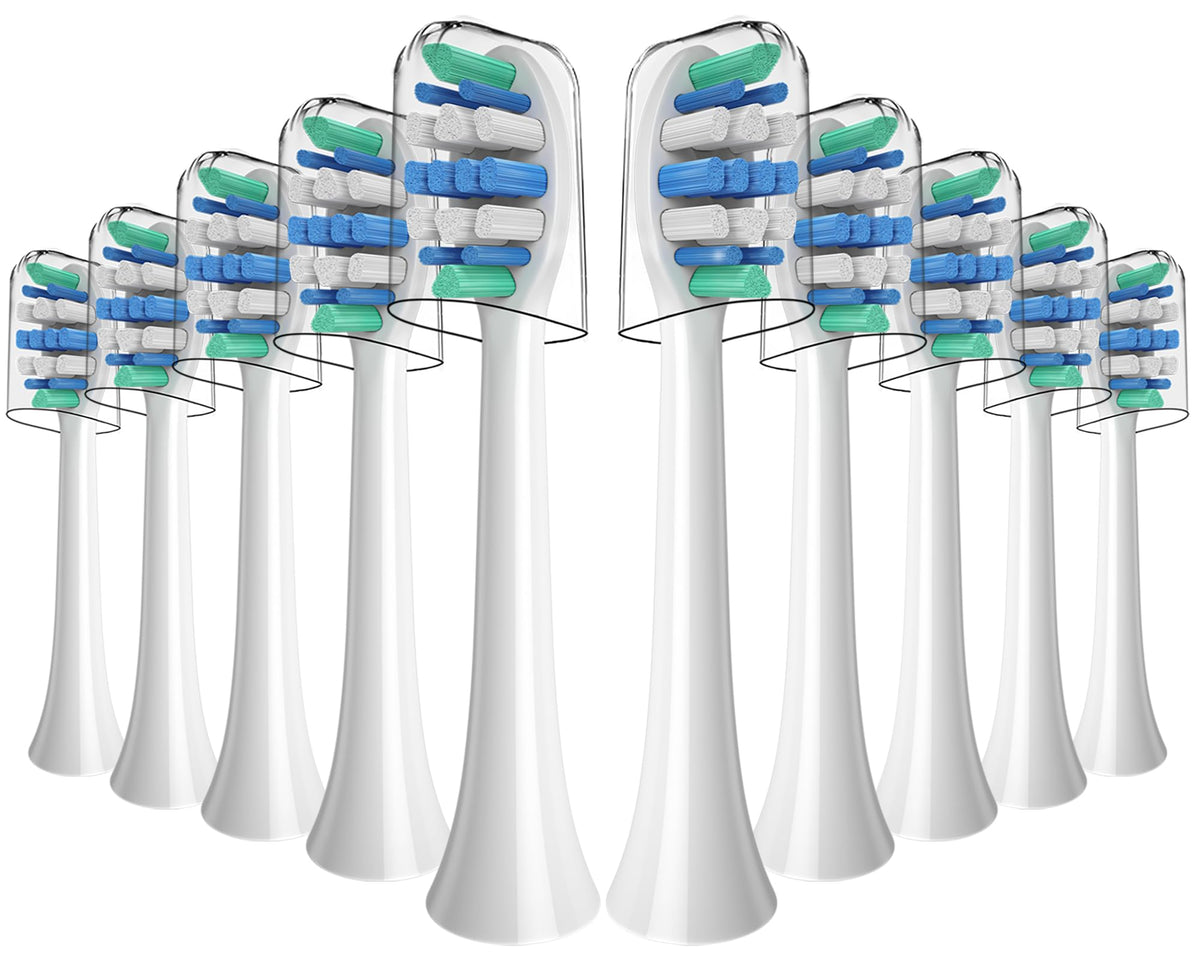 Replacement Philips Sonicare replacement heads 10-pack, white with blue indicator bristles