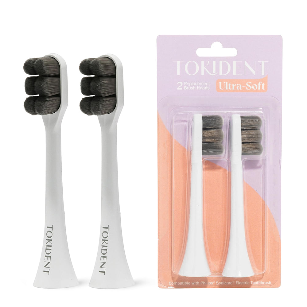 Tokident Ultra-Soft Nano Bristles replacement head for Philips Sonicare in Charcoal Black – front view