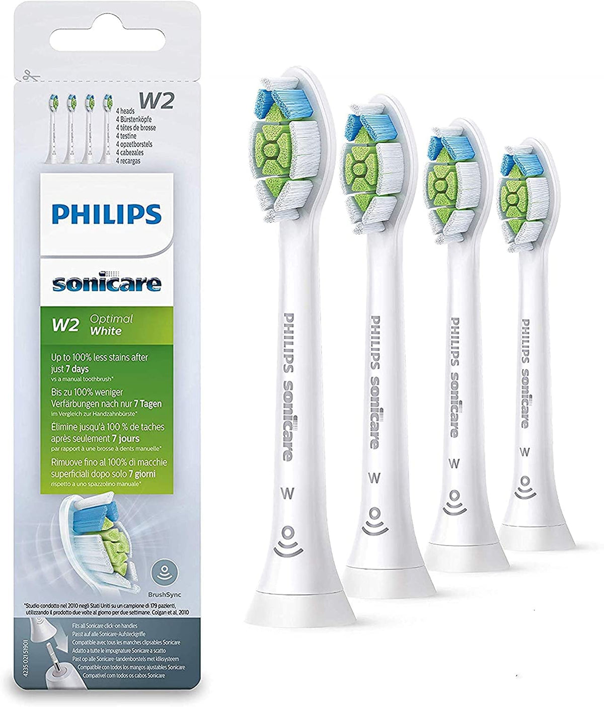 Philips Sonicare White replacement brush heads 4-pack - front view
