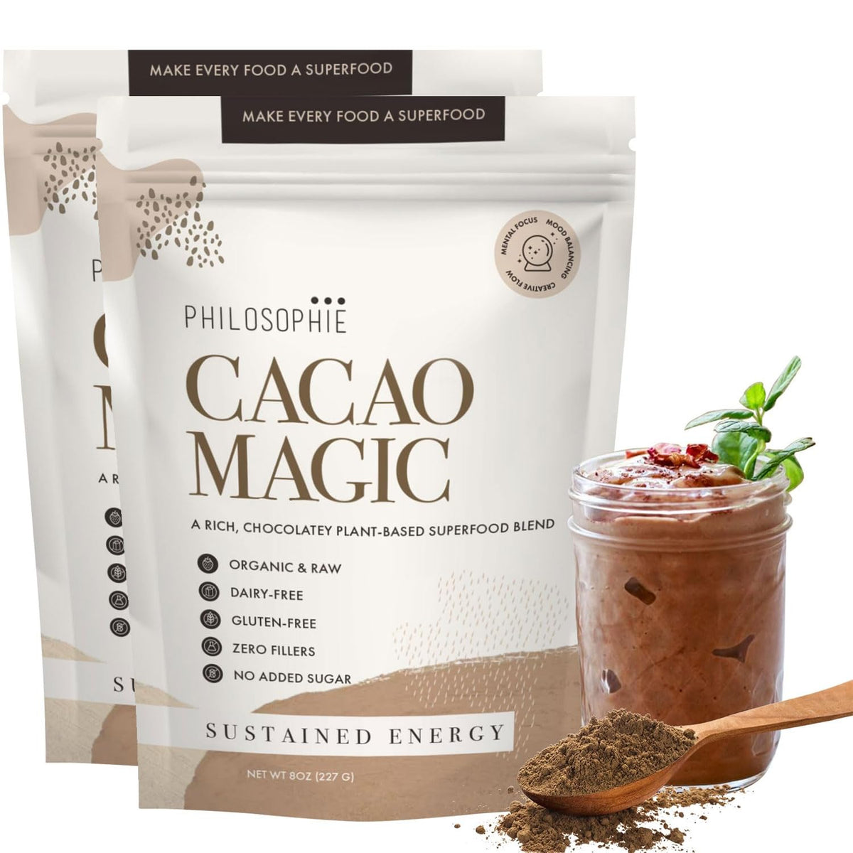 Philosophie Cacao Magic Superfood Blend packaging front view