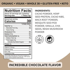 Serving scoop of unsweetened plant-based protein powder