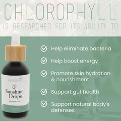 Mint-flavored chlorophyll drops bottle close-up