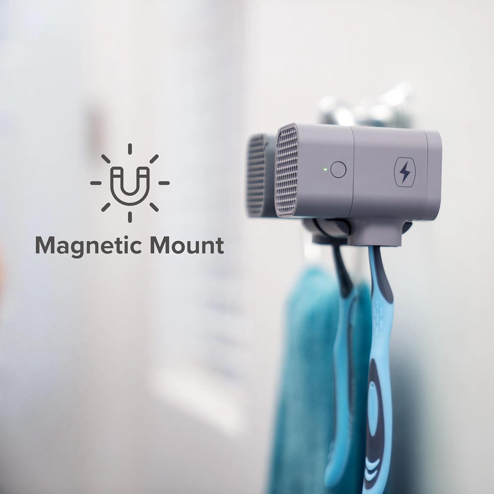 Built-in drying fan visible inside the unit