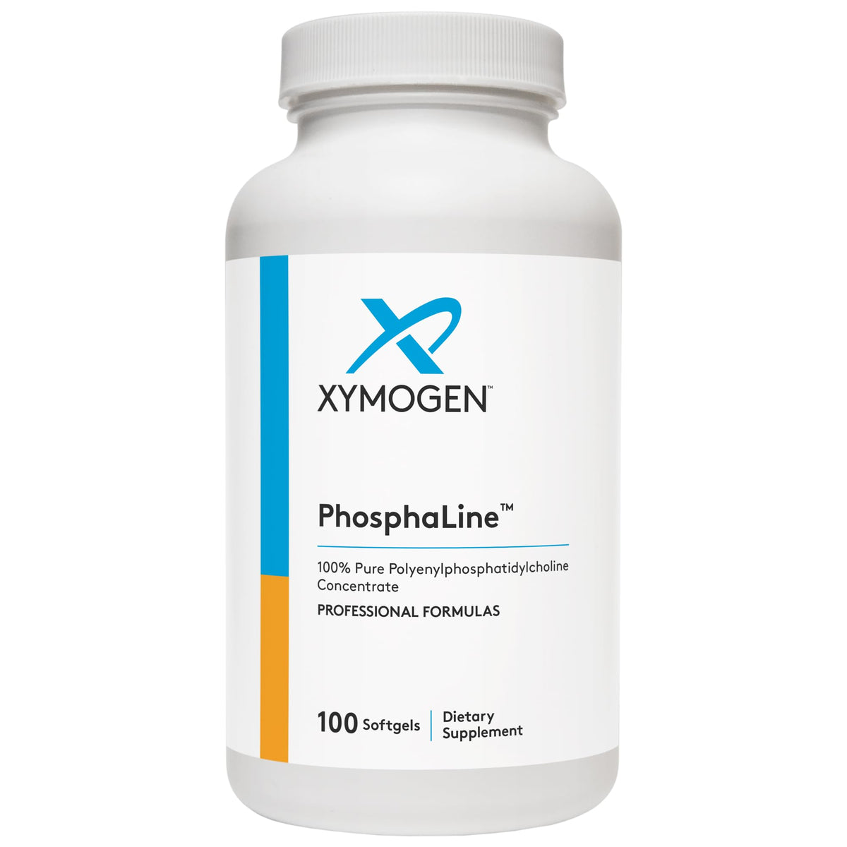 XYMOGEN PhosphaLine bottle containing 100 softgels