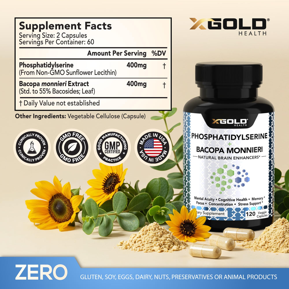 Close-up of PS and Bacopa Monnieri ingredients in the formula